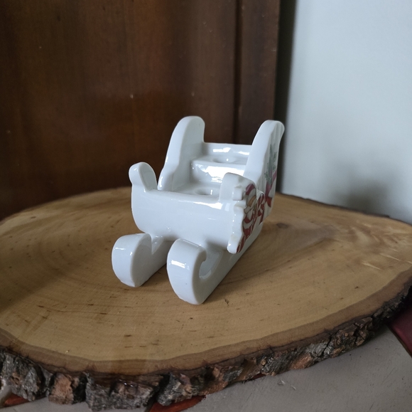 Vintage Santa Sleigh Porcelain Taper Candle Holder - Picture 3 of 6
